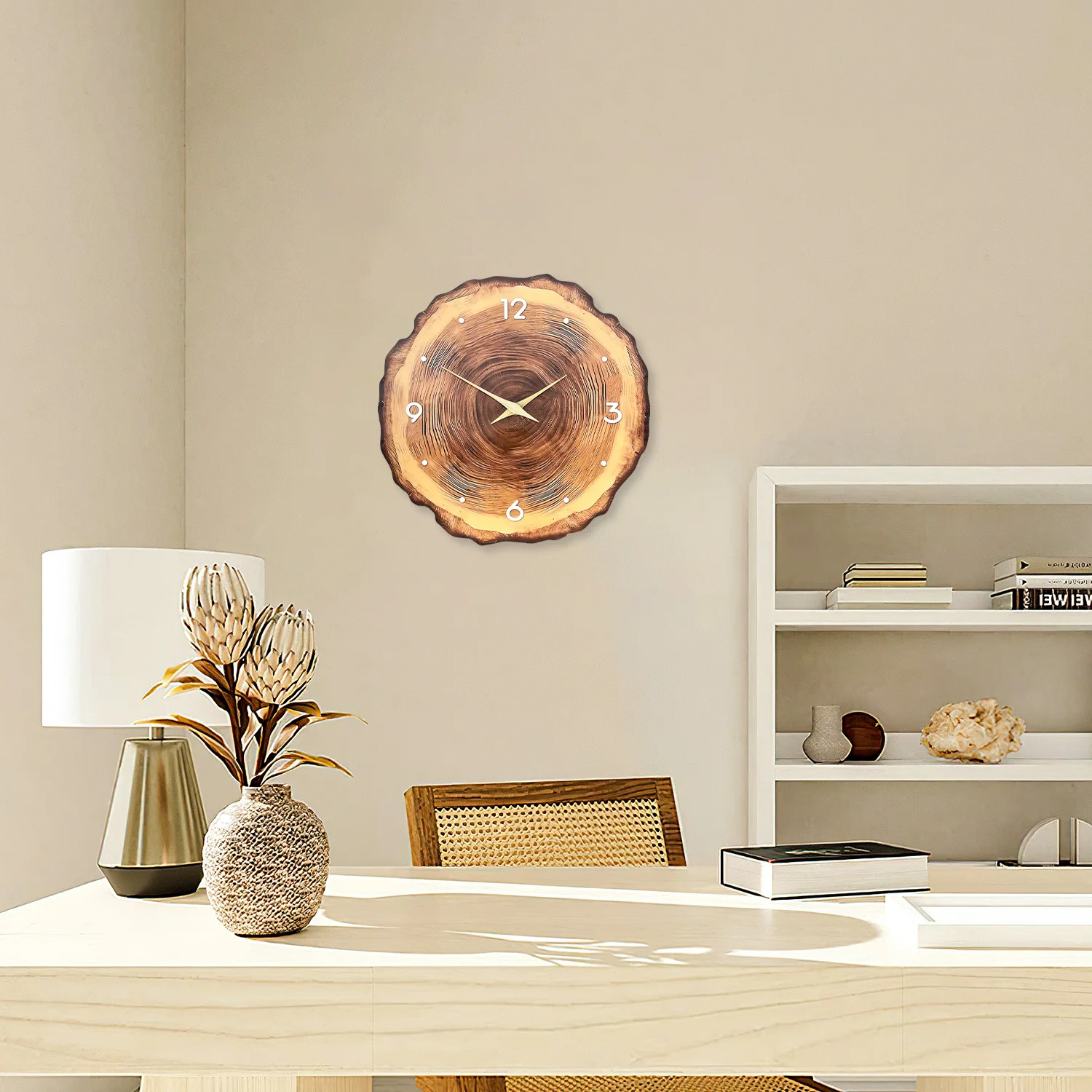 Relógio Decorativo Madeira Natural Estilo Nórdico Premium