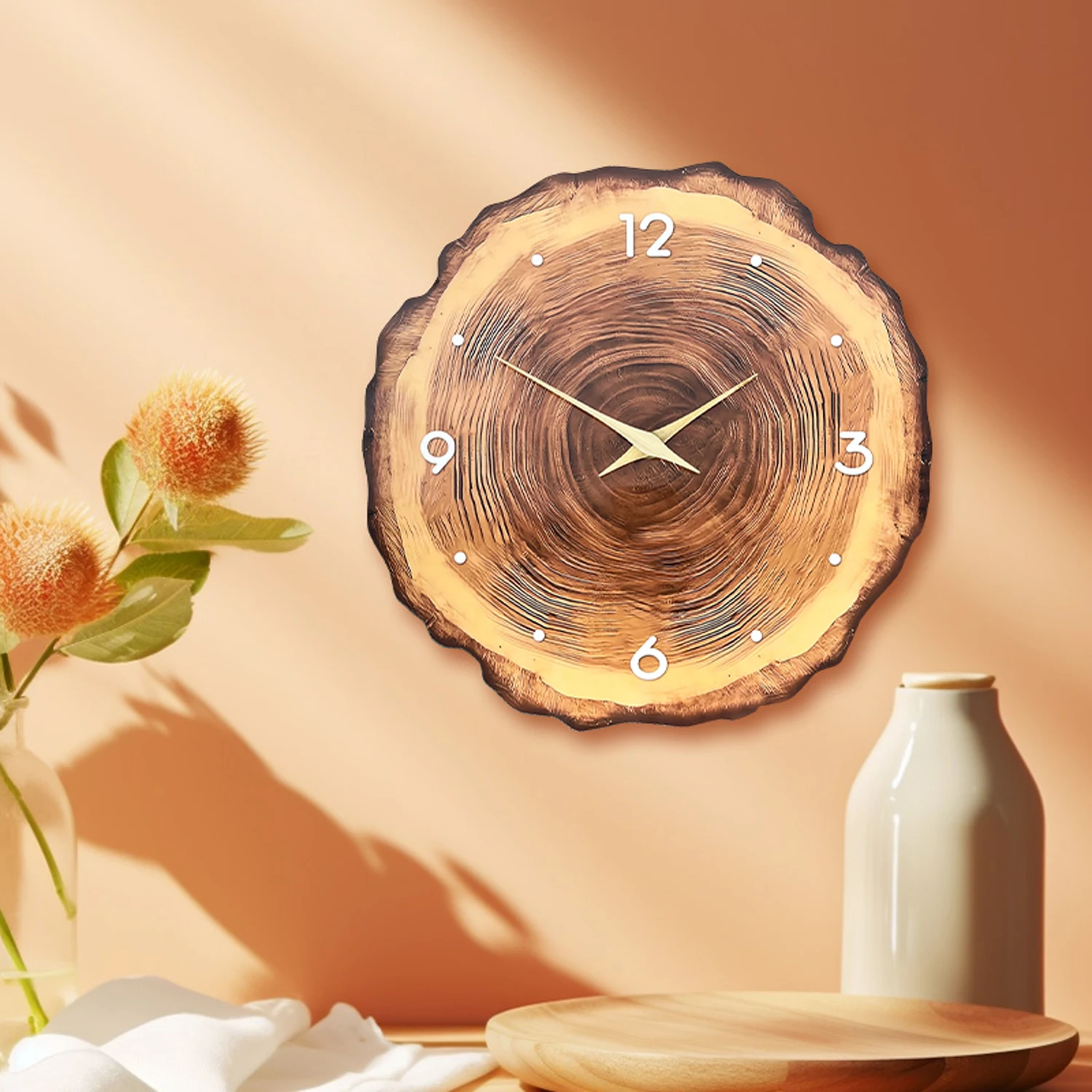 Relógio Decorativo Madeira Natural Estilo Nórdico Premium