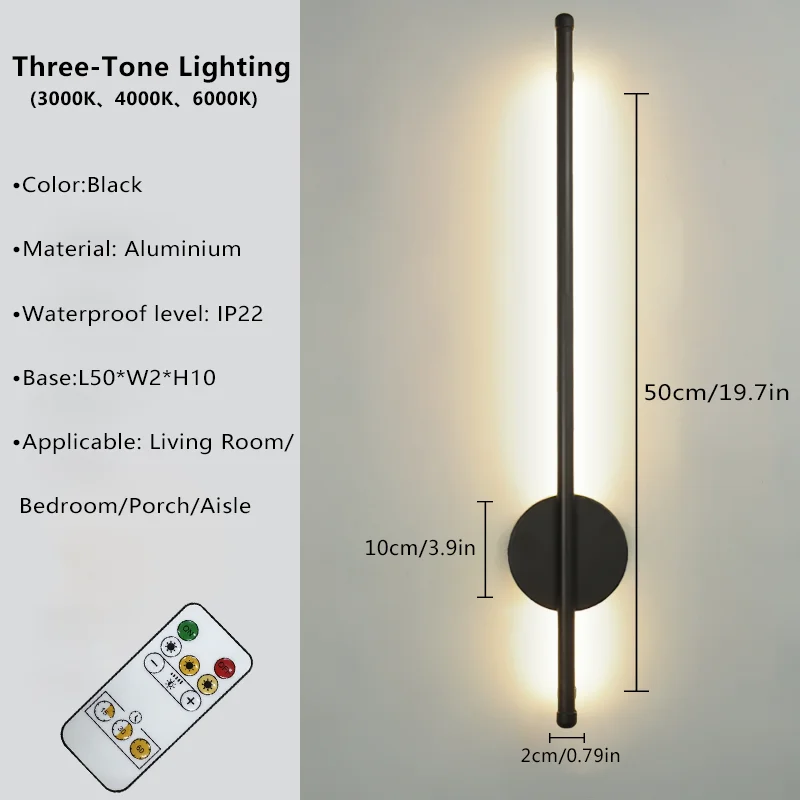 Luminária LED Magnética Recarregável 50cm com Controlo Remoto e Intensidade Regulável