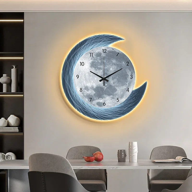 Relógio de Parede LED Lua Premium com Iluminação Ambiente