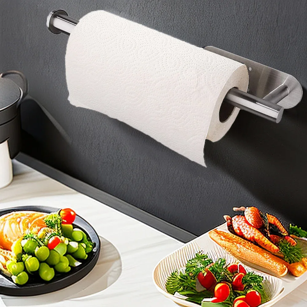 Porta Rolo Cozinha Premium sem Furos em Aço Inoxidável