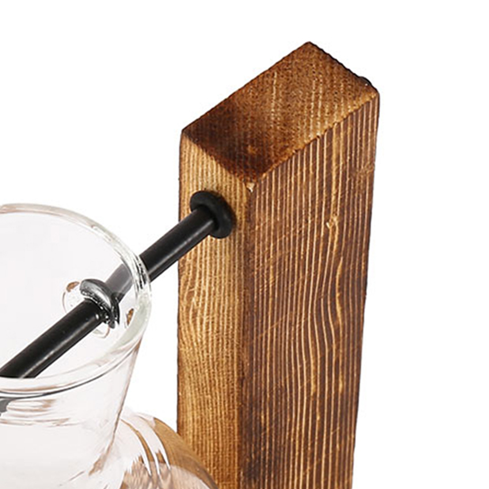 Terrário de Vidro com Suporte de Madeira para Plantas Hidropónicas
