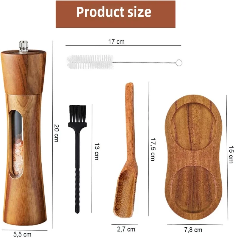 Conjunto Premium de Moinhos para Sal e Pimenta em Madeira Natural com Ajuste de Granulometria - Image 6
