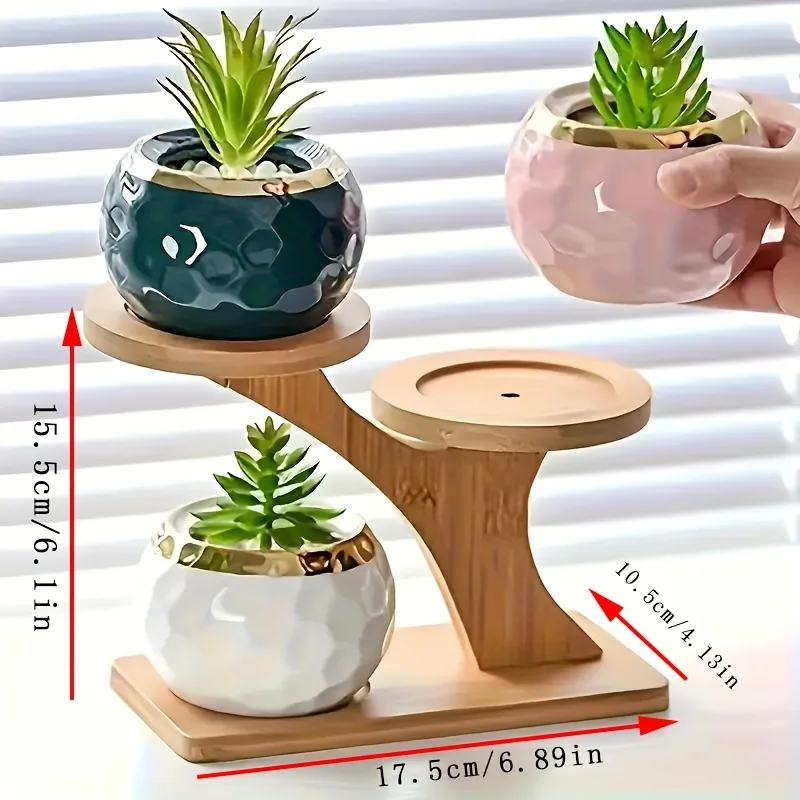 Suporte Decorativo de Bambu para Plantas e Vasos – 2 Níveis