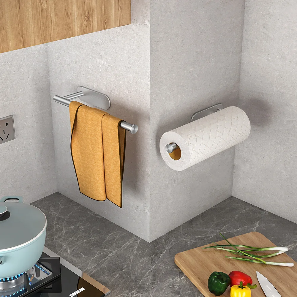 Porta Rolo Cozinha Premium sem Furos em Aço Inoxidável