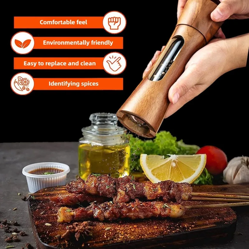Conjunto Premium de Moinhos para Sal e Pimenta em Madeira Natural com Ajuste de Granulometria - Image 2