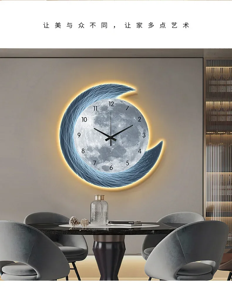 Relógio de Parede LED Lua Premium com Iluminação Ambiente