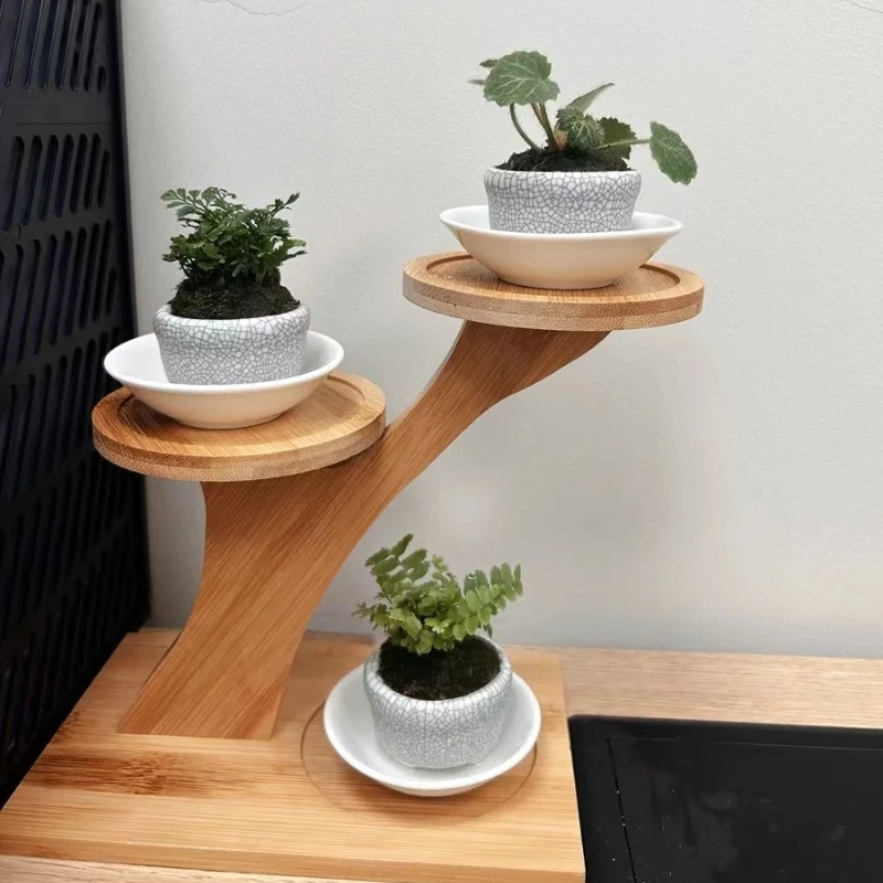 Suporte Decorativo de Bambu para Plantas e Vasos – 2 Níveis