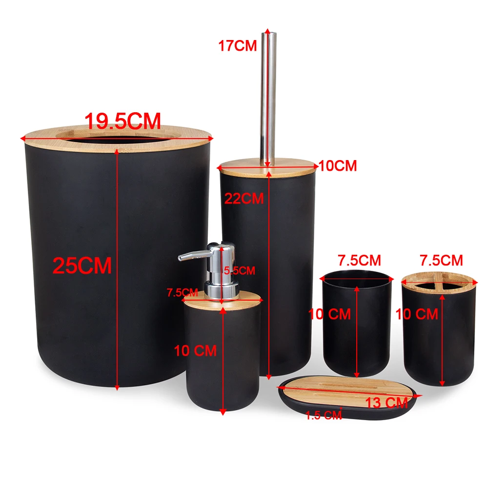 Conjunto Acessórios Casa de Banho Bamboo | Kit Premium 6 Peças
