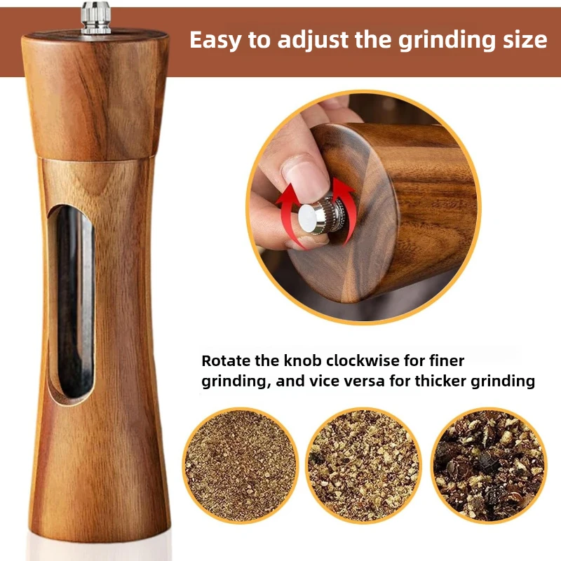 Conjunto Premium de Moinhos para Sal e Pimenta em Madeira Natural com Ajuste de Granulometria - Image 4