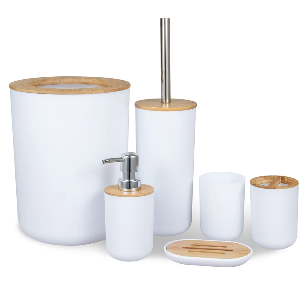 Conjunto Acessórios Casa de Banho Bamboo | Kit Premium 6 Peças