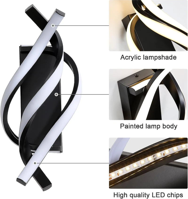 Candeeiro de Parede LED Premium com 3 Modos de Iluminação