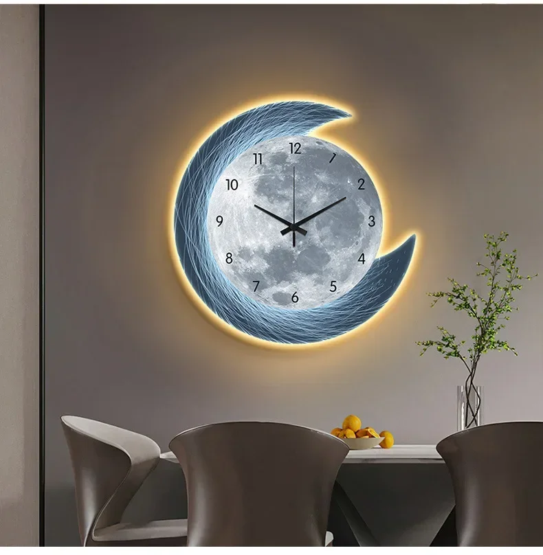 Relógio de Parede LED Lua Premium com Iluminação Ambiente