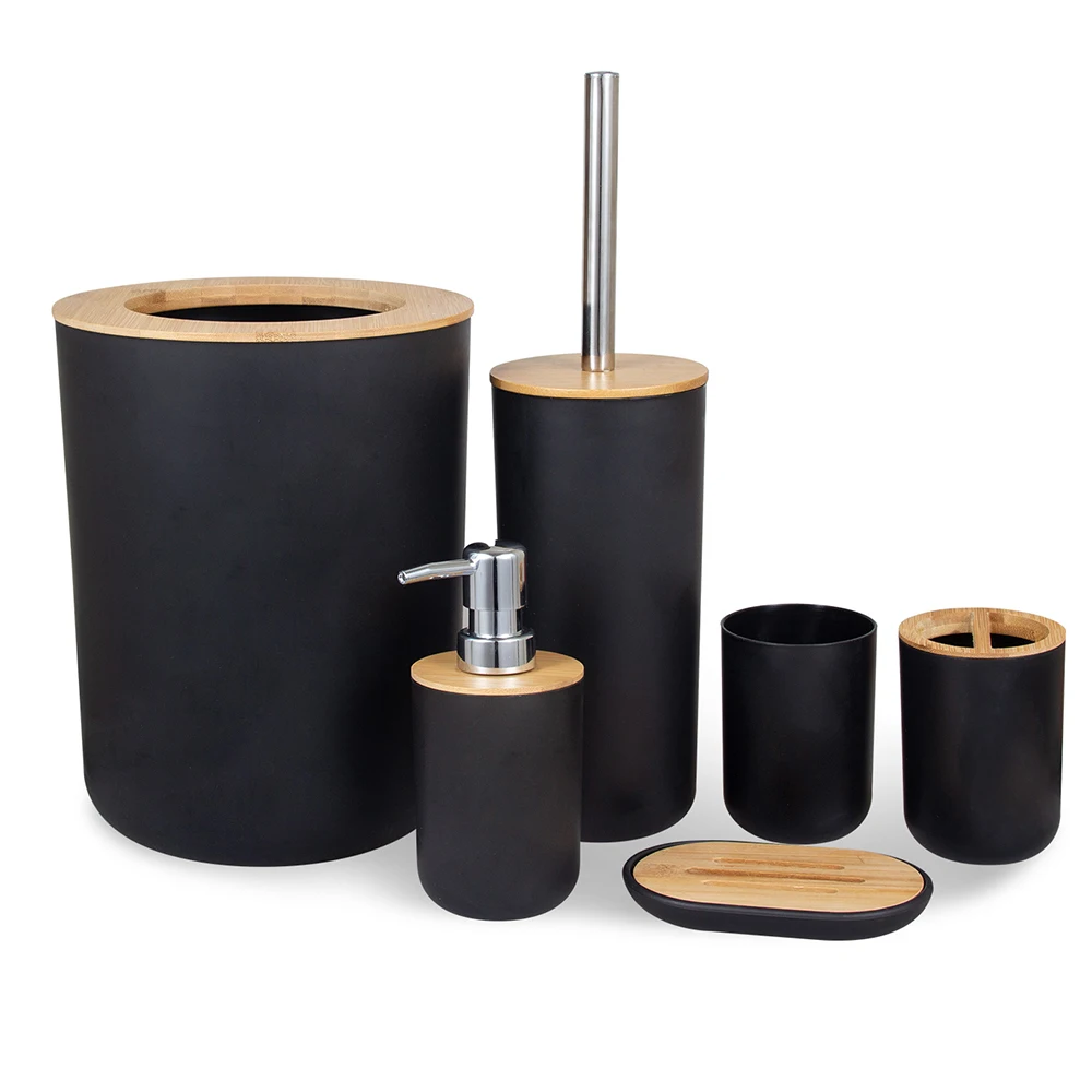 Conjunto Acessórios Casa de Banho Bamboo | Kit Premium 6 Peças