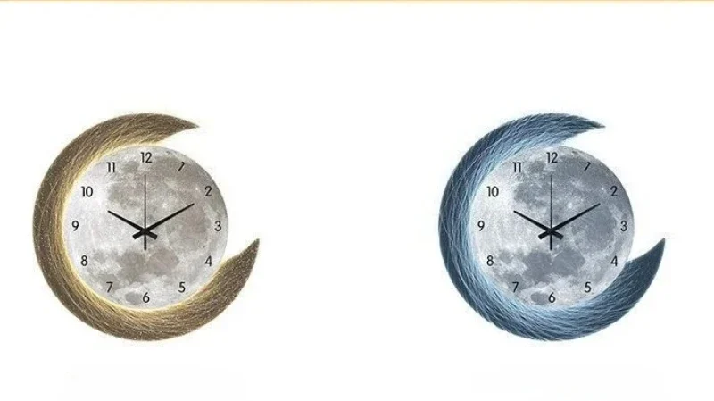 Relógio de Parede LED Lua Premium com Iluminação Ambiente