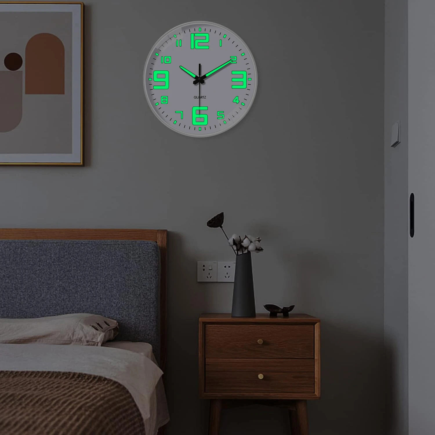 Relógio de Parede Luminoso LED Silencioso Decoração Moderna para Sala e Quarto
