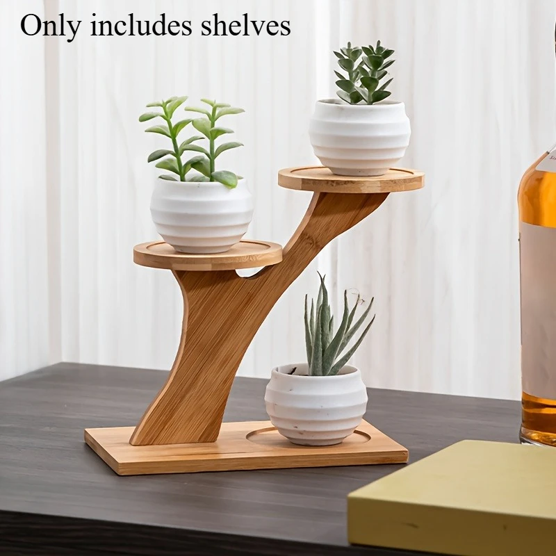 Suporte Decorativo de Bambu para Plantas e Vasos – 2 Níveis