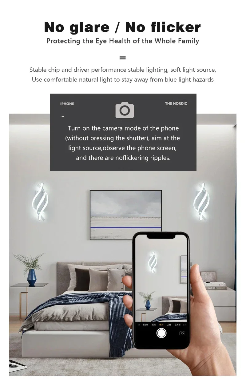 Candeeiro de Parede LED Premium com 3 Modos de Iluminação
