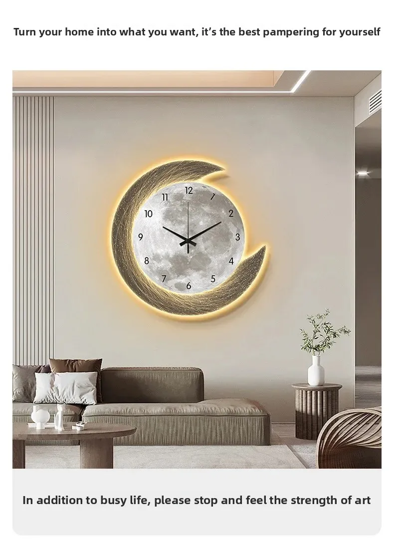 Relógio de Parede LED Lua Premium com Iluminação Ambiente