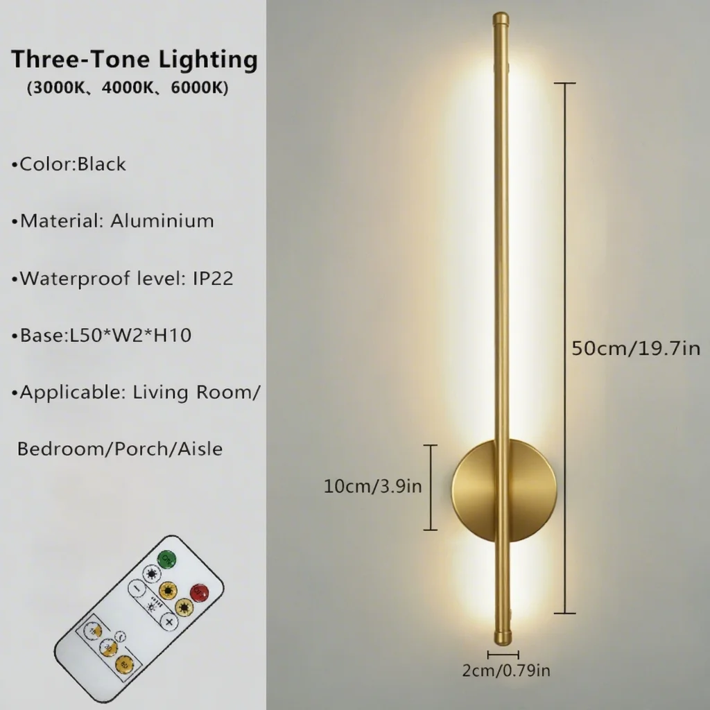 Luminária LED Magnética Recarregável 50cm com Controlo Remoto e Intensidade Regulável
