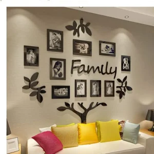Árvore genealógica decorativa 3D para fotografias de família na parede da sala