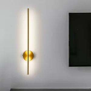 Luminária LED magnética recarregável 50cm instalada na parede com comando remoto