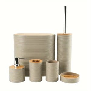 Conjunto premium de acessórios para casa de banho Nordic Spa com 6 peças em estilo moderno e acabamento elegante.