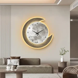 Relógio de Parede LED Lua Premium com Iluminação Ambiente