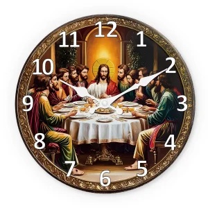 Relógio de parede A Última Ceia de Jesus Cristo decoração religiosa cristã