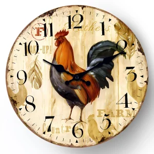 Relógio de Parede Galo Vintage Decoração Rústica para Cozinha